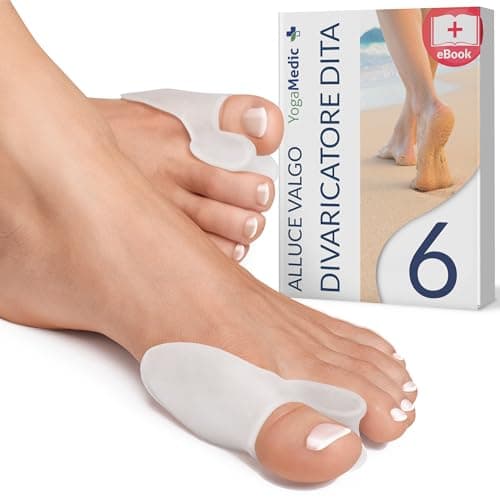 YOGAMEDIC® Divaricatore Alluce Valgo per Rilassare, Divaricare e Allungare le Dita - 6 Pz - Alluce Valgo Correttore Separadita - Distanziatore Alluce Valgo in Silicone 0% BPA - Taglia Unica, Unisex