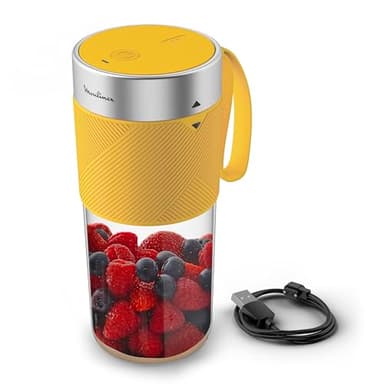 Moulinex Lightmix, Frullatore Portatile, 300 ml, Potente, Ricaricabile, Nest Yellow, LM1C0210