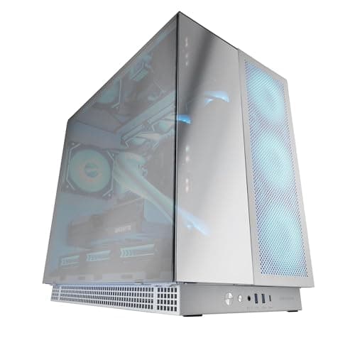 MARSGAMING MC-NOVA3, Case Gaming Custom XXL E-ATX, Triplo Vetro Cromato Senza Cornice, Supporto Completo per Raffreddamento a Liquido, Alluminio Aerospaziale 2mm, Tower PC Doppia Camera, USB-C, Bianco