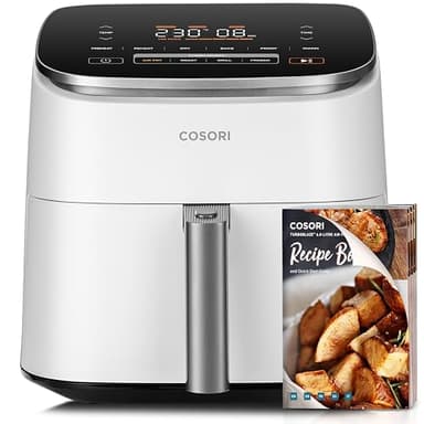 COSORI Friggitrice ad Aria Turbo Blaze 6L (1,36Kg), Air Fryer con DC Motore, 9 Funzioni & 5 Velocità della Ventola Automatica, 110 Ricette & 96 Tabelle di Cottura degli Ingredienti, 1725W, Bianco