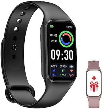 FeipuQu Smartwatch Uomo Donna, 5 ATM Impermeabil con Cardiofrequenzimetro/SpO2/Sonno/Contapassi, Notifiche Smart Watch Orologio Fitness Activity Tracker per iOS Android (2 cinturini)