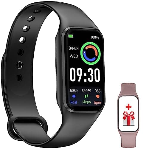 FeipuQu Smartwatch Uomo Donna, 5 ATM Impermeabil con Cardiofrequenzimetro/SpO2/Sonno/Contapassi, Notifiche Smart Watch Orologio Fitness Activity Tracker per iOS Android (2 cinturini)