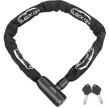 SUNYA Catena Bicicletta Antifurto – Lucchetto Bici Catena Serratura per bicicletta resistente antifurto con 2 chiavi catena di blocco per bici, moto, bicicletta, cancello (Nera 100cm)