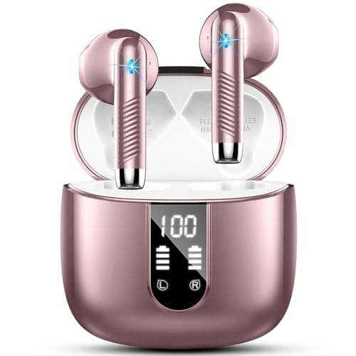 Cuffie Bluetooth 5.4, 2025 Auricolari Bluetooth 56H Stereo Cuffie Wireless In Ear con 4 ENC Mic, Cuffie Senza Fili Cancellazione Rumore Cuffiette Sport IP7 Impermeabili Earbuds LED Display