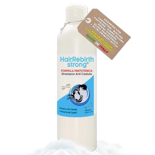 HAIR REBIRTH STRONG ® * Shampoo 250 ml * Il Miglior Shampoo Anticaduta e Ricrescita con Cheratina e Caffeina * Made in Italy 100% * La Rinascita dei Capelli * Registrato CPNP *