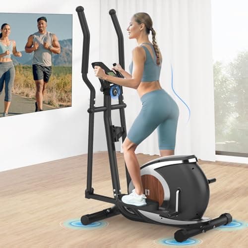 Ellittiche Magnetico con 16 Livelli di Resistenza, Macchina Ellittica Ultra-silenziosa Per la Casa, Monitor LCD, Portabottiglie, Capacità di Carico 120KG Nero