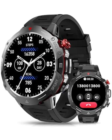 AVUMDA Smartwatch Uomo 1,52'' HD Smart Watch Militari Orologio Fitness Chiamate Bluetooth Rispondi/Effettua Chiamate con Cardiofrequenzimetro SpO2 Contapassi Monitoraggio del Sonno 120 Modalità Sport