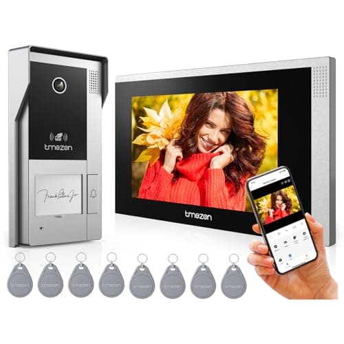 TMEZON Videocitofono WiFi 4 Fili Kit Smart Monofamiliare,7'' IP Monitor Touchscreen con 1080P Campanello Telecamera Esterno Cablata, APP/Carta RFID Unlock,APP TuyaSmart Accesso Remoto
