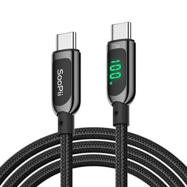 SOOPII Cavo USB C a USB-C da 100W, cavo di ricarica rapida da 1,2 m, con indicatore LED, cavo di ricarica PD 5A Tipo C per lPhone 15/Pro/Plus/Pro Max,lPad Air,Macbook,Galaxy S23/S22,Pixel,LG