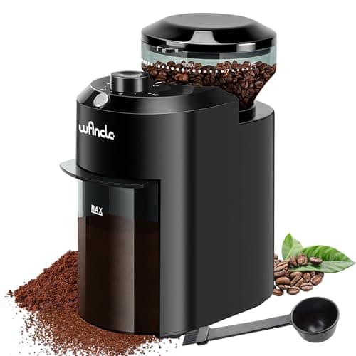 Macinacaffè, Macinacaffè Elettrico Wancle, Macinino Regolabile per Chicchi di Caffè, con 28 Impostazioni di Macinatura Precise per 12 Tazze (Plastica, Nero)