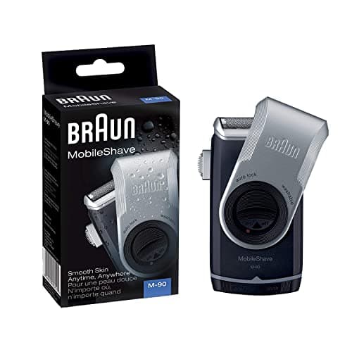 Braun MobileShave PocketGo, RASOIO ELETTRICO BARBA, Compatto e Portatile, Ideale per I Viaggi, Rasatura flessibile, Duratura e Definita, Senza Fili, Idea Regalo, M90 Nero