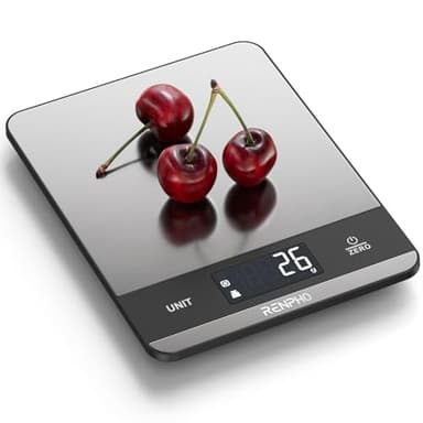 RENPHO Bilancia Cucina Digitale 5kg, Bilancia da Cucina con 7 unità, Bilancia Cucina con ampio Display LCD, ampia Superficie di Pesatura in acciaio inox, Elevata Precisione fino a 1g