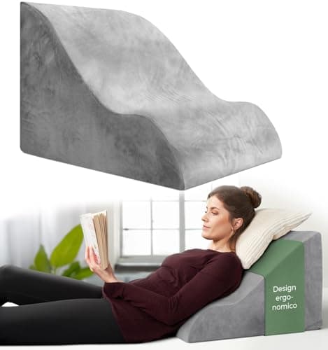 Well B4 Cuscino da Lettura per Letto e Divano ergonomico - Comodo Cuscino Schienale Letto per la Schiena - Utilizzabile Come Cuscino Antireflusso Adulti, Cuscino a Cuneo per Letto, Grigio