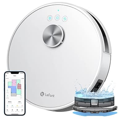 Lefant Robot Aspirapolvere Lavatrice 4000Pa 2 in 1, Navigazione LiDAR, Mappatura multistadio, Zone virtuali, Aspirapolvere robot collegato da Alexa/APP/WiFi, ideale per peli di animali tappeti duri,