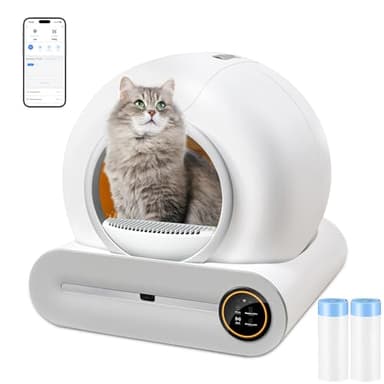 XQDKoon Lettiere Autopulenti Gatti, 65L + 9 L Lettiera Gatto Automatica con 2 Sacchi Spazzatura, Controllo APP, Deodorante Ionico Lettiera Autopulente per Gatti (A)