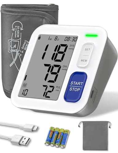 ROTOPATA Misuratore Pressione da Braccio, Macchinetta Misuratore di Pressione, Sfigmomanometro Digitale Misura Pressione da Braccio con Polsino Regolabile, 2 Memorie Utente
