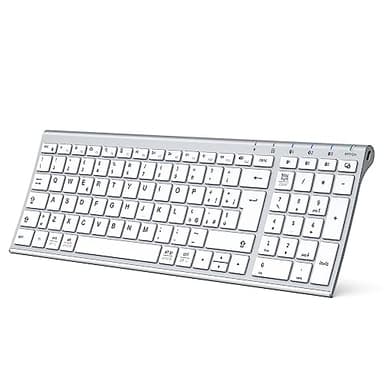 iClever Tastiera Bluetooth, Tastiera Ricaricabile Multi-Dispositivo Bluetooth 5.1con Connessione Stabile per Mac OS, Android, Windows (Silver)
