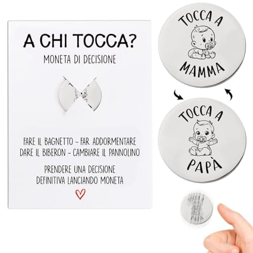 Moneta Decisionale Regalo per Neo Genitori, Moneta di Decisione Regalo Neo Mamma Papà Natale, Regalo Nascita Gravidanza Donna Incita Battesimo Baby Shower Neonati