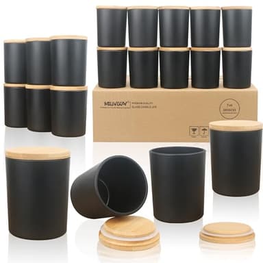 MILIVIXAY Confezione da 20 barattoli per candele in vetro spesso nero opaco con coperchio, per realizzare candele, contenitori per spezie e polvere.