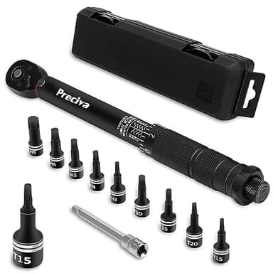 Preciva Chiave Dinamometrica 1/4'',3-33 Nm con Precisione ± 4%, per Moto e Bici - Kit di Manutenzione con Barra di Prolunga e Bussole H3/H4/H5/H6/H8/T15/T20/T25/T30