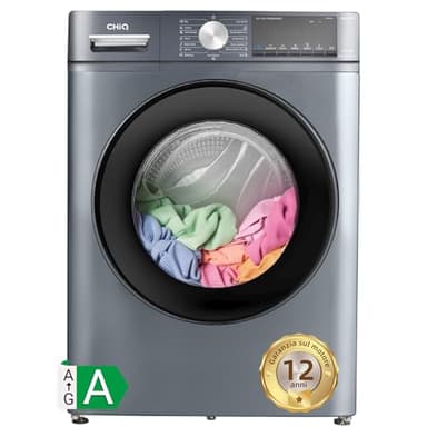 CHiQ CFL100-14586IM3XA, Lavatrice a carica frontale da 10kg, Space Pro - ottimizzazione dello spazio, Profondità del piano di lavoro, Cestello ampio, Motore a inverter stabile, 1400giri/min