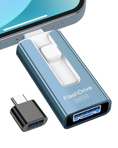 GNASEET Chiavetta USB 256GB per lPhone, Pen Drive USB C | Penna USB 256 GB, Chiavetta lphone per Scaricare Foto, 4 in 1 Memoria Esterna lphone con iOS,Android,Micro USB,Tipo C/Smartphone, Laptop, PC