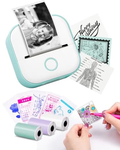 Mini Stampante Portatile - T02 Stampa Etichette Adesive Stampante Termica Senza Inchiostro Stampante Fotografica Tascabile Stampante per l'apprendimento, Appunti di Studio, Diagrammi Anatomici, Foto