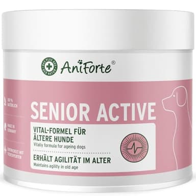 AniForte Senior Active Powder 250 g per Cani Anziani - minerali, aminoacidi e vitamine per Cani, Supporta la Memoria e la Funzione cardiaca, cozza dalle Labbra Verdi per la vitalità e l'agilità
