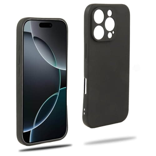 REY Cover in Gel TPU Nera per iPhone 16 PRO, Ultra Sottile 0,33 mm, Morbido Flessibile, Custodia Silicone