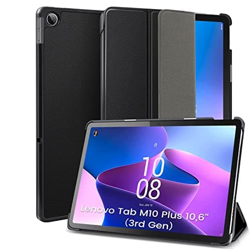 DLveer Custodia Cover per Lenovo Tab M10 Plus (3rd Gen) 10.6 TB-125FU, Ultra Sottile Flip Stand con Funzione Auto Sleep/Wake, Tavoletta, Nero