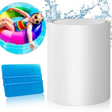 JINYJIA Kit Riparazione Piscina,Toppe per Piscina Fuori Terra,Nastro Sigillante Trasparente da 10 cm x 150 cm,Kit di Riparazione per Superfici di Piscine,Materassi ad Acqua,Materassi ad Aria,ECC.