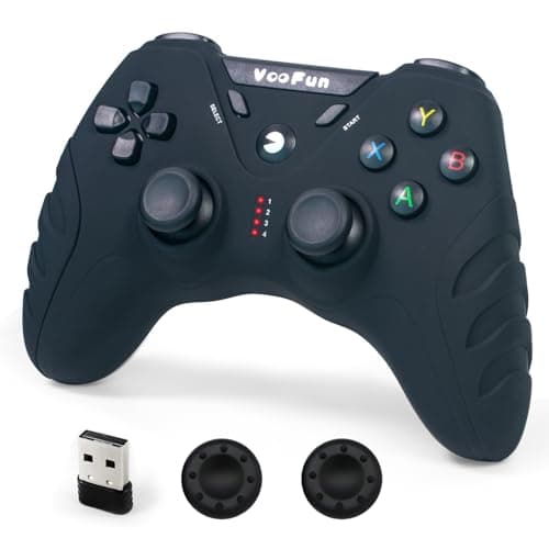 VooFun Controller PC, 2,4G Wireless PS3 Joystick Gamepad con Doppia Vibrazione, per Windows(7/8/10/11), Steam, Laptop, Raspberry Pi, Android Smart TV, TV Box