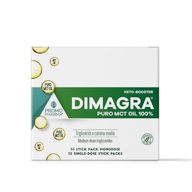 Dimagra MCT Oil 100% - MCT Puri al 100% da Olio di cocco - Antiossidante - Inodore e Insapore - 30 stick pack da 5 ml