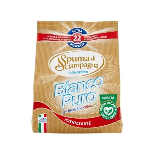 Spuma di Sciampagna Detersivo Lavatrice Polvere Bianco Puro 22 Lavaggi - 990 g