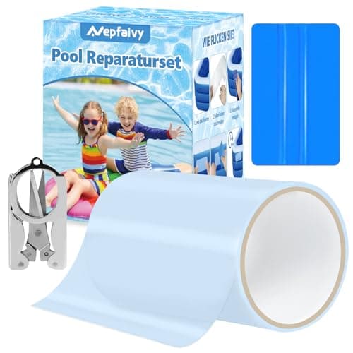 Nepfaivy Kit Riparazione Piscina Autoadesivo - 10 x 150 cm Toppe per Piscina Fuori Terra Impermeabile, PVC Riparazione Piscina per Materasso Gonfiabile, Gommone Gonfiabile, Tenda, Anello di Nuoto