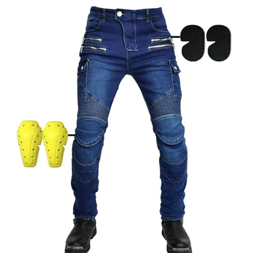 SHUOJIA Pantaloni Da Uomo E Da Donna Per Motociclismo, Moto Biker Jeans Rinforzato Protezione Pantaloni Moto Pantaloni In Denim Pantaloni Da Corsa (A12,L)