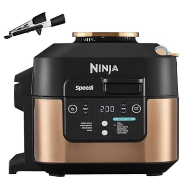 Ninja Speedi Pentola Elettrica Rapida 10 in 1, Friggitrice ad Aria, 5,7 l, Pasti per 4 in 15 Minuti, Frittura ad Aria e Cottura al Vapore, Nero/Rame, ON400EUCP