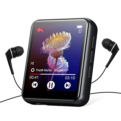 Lettore MP3 con Bluetooth 5.0, Lettori MP3 de Full Touch Schermo, 64 GB Lossless HiFi Sound Lettore di musica con Altoparlante, FM Radio, Registratore vocale, Ebook, Espandibile fino 128GB