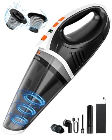 TANYO Aspirapolvere Per Auto Portatile, 15000PA 10000PA Potente Aspirabriciole Senza Fili Con luce LED, Mini Ricaricabile Auto Aspirapolvere per Capelli, Auto, Casa, Ufficio, Cucina, Animali Domestici