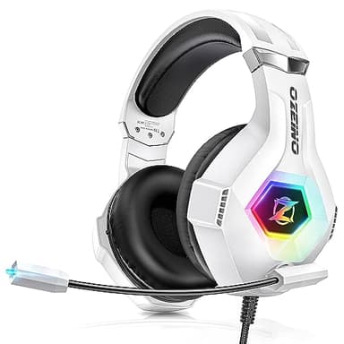 Ozeino Cuffie Gaming con Microfono Morbido, Suono Surround Chiaro, Cuffie Regolabili Leggere e Comode, Cuffie per Ps5 Ps4 PC Xboxone/X/S Switch Tablet con Luce RGB