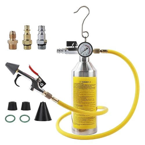 MRCARTOOL Kit di aria condizionata AC per auto, set di strumenti per aria condizionata A/C, con manometro e tubo da 1 m, HVAC Flush Kit per auto