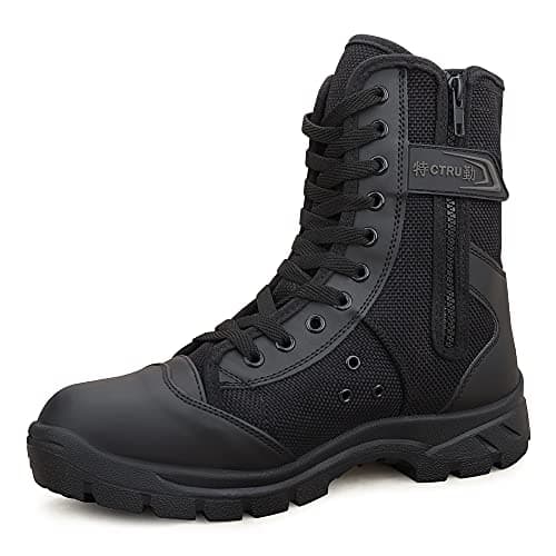 LUDEY Uomo Stivali da Combattimento Stivali tattici militari leggeri Stivali della polizia di pattuglia con Cerniera Laterale Modello 307B-43EU