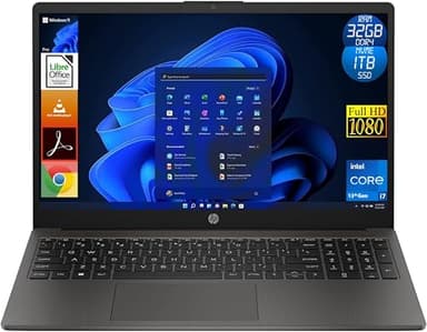 HP Notebook 250 G10, CPU Intel Core i7 13Th Gen, 32GB Ram DDR4, 1TB (1000GB) NVMe SSD, Windows 11 Pro, Display Laptop 15.6" Full HD, Portatile Pronto all'Uso