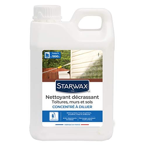 STARWAX - Pulitore per tetti, muri, pavimenti esterni - Sovraccarico - Pulisce grassi, fuliggine e Verdisature - Compatibile con idropulitrici - Made in France - 2L - 1000 m²