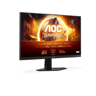 AOC Gaming 24G4XED - 24 Zoll FHD Monitor, 180 Hz, 1 ms, FreeSync Prem., G-Sync comp., HDR10 (1920x1080, HDMI 2.0, DisplayPort 1.4) schwarz/grau