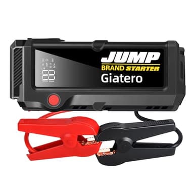GIATERO Avviatore Starter Batteria Auto, 4000A Emergenza Jump Starter Auto Moto Portatile 12 Volt (Fino a 12L Gas o 10L Diesel) Torcia a LED,USB ricarica Smartphone