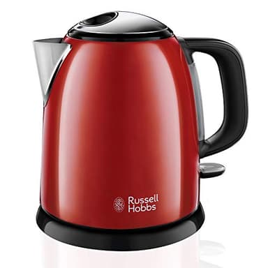 Russell Hobbs Bollitore Elettrico Piccolo - 1,0 L, 2400W - Acciaio Inox Color Rosso; Funzione di Ebollizione Rapida, Filtro Anticalcare Rimovibile, Indicatore Livello Dell'Acqua, 24992-70