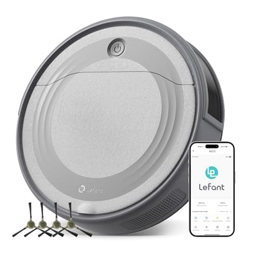 LEFANT M310 Robot Aspirapolvere Potenza di Aspirazione 4500Pa,180 minuti,Evita Precisamente gli Ostacoli,Controllo App/Alexa, Antigroviglio Ideale per Peli di Animali Domestici, Peli e Pavimenti Duri