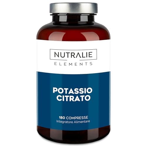 Potassio - Citrato di potassio - Dose elevata - 2880mg - Elemento Potassio puro +1000mg - Muscolo - Citrato di potassio - 180 compresse - Nutralie