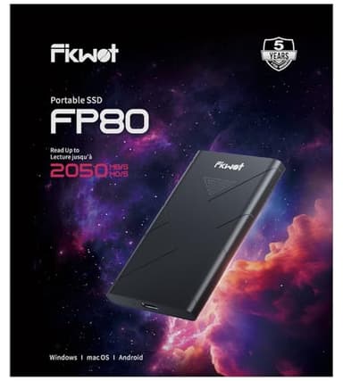Fikwot FP80 SSD Esterno 2TB SSD Portatile USB-C 3.2 Gen 2, Fino a 2050MB/s, Unità a Stato Solido Esterna per iPhone Serie 15, PS5/PS4(Pro), Android, Xbox, Mac, PC
